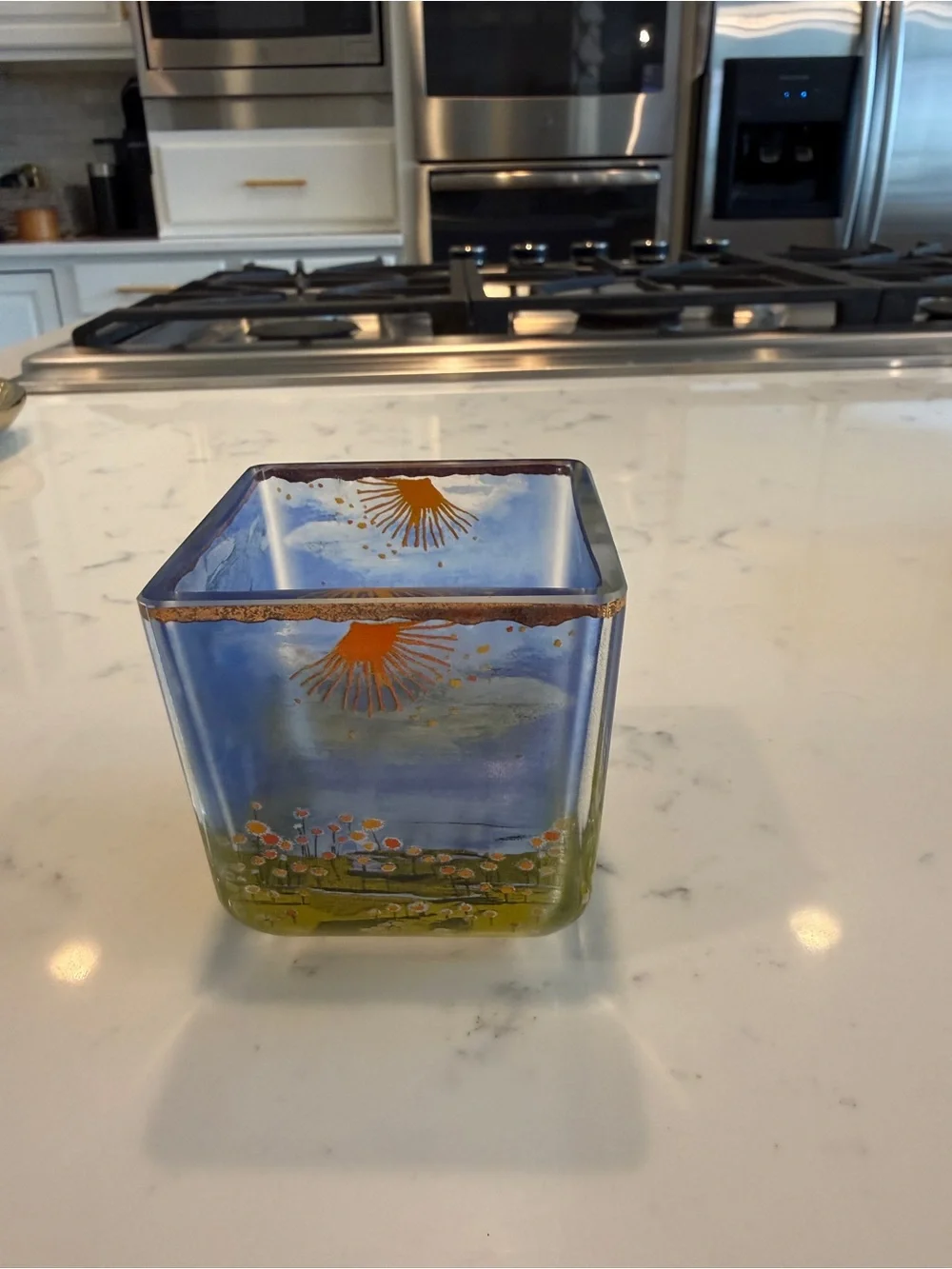 Goebel Bella Giornata Rosina Wachtmeister Handmade Glass Cat Votive Candle Holde